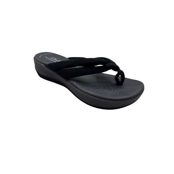 Clarks Size 7 Cloudsteppers Cushioned Black Knotted Strap Sandals Flip Flops - Picture 4 of 11